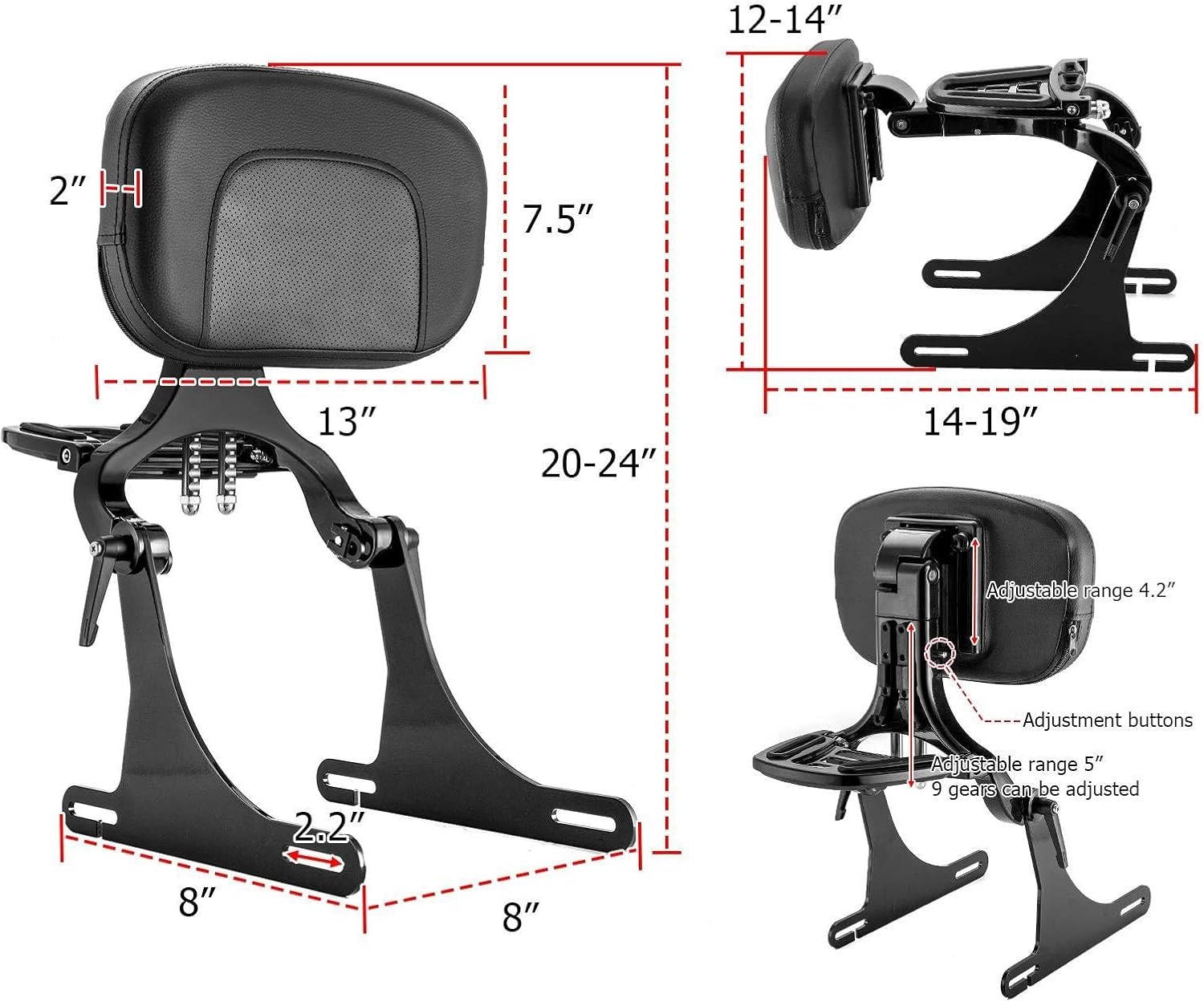 オートバイのリアバックレスト オートバイ 助手席/運転席用 背もたれ
